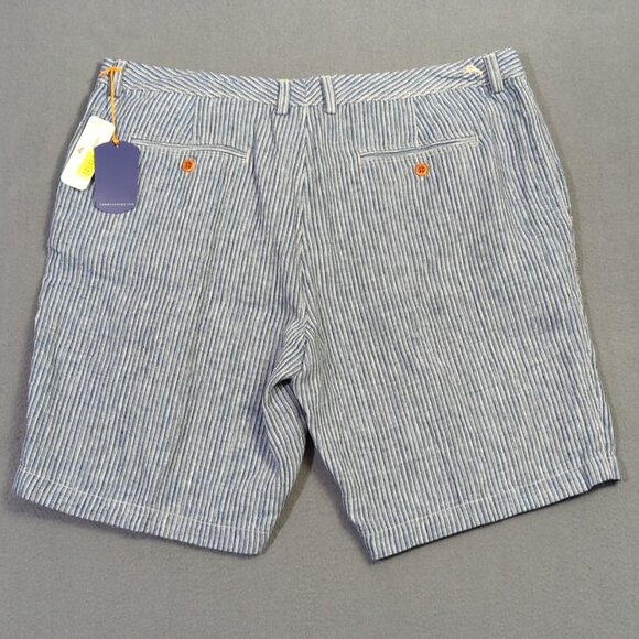Tommy Bahama Shorts Men's 40 Blue  Provence Striped Linen 10" Vacation Travel - Picture 2 of 10